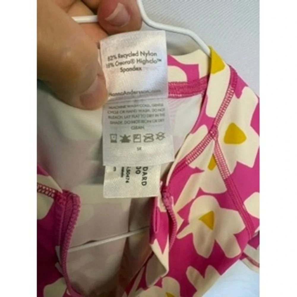 Hanna Anderson Pink Floral Long Sleeve Sun Suit Swimsuit Rashguard 18-24 Months